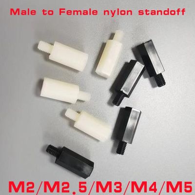 10-50pcs Male to female nylon standoff M2 M2.5 M3 M4 M5*L+6 white black pcb Nylon Standoff Spacer Column Plastic Spacing Screws Nails  Screws Fastener