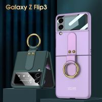 ❒∈◇ For Samsung Galaxy Z Flip 3 Case with Ring Shell Membrane Integrated Z flip3 Sleeve Duty Shockproof Protective Cover for zflip3