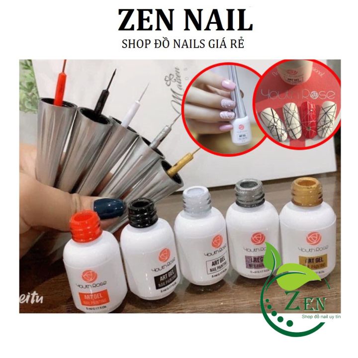 Set Gel Cọ Nét Hoa Hồng 9 Chai, Vẽ Nét Nail Mảnh | Lazada.Vn