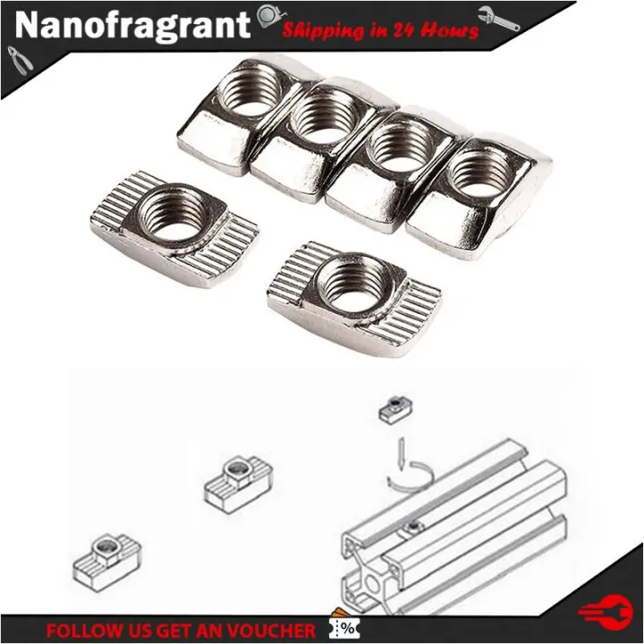 50x T-Nut Gleitmuttern M6 - Vernickelt Für Aluminiumprofile EU30