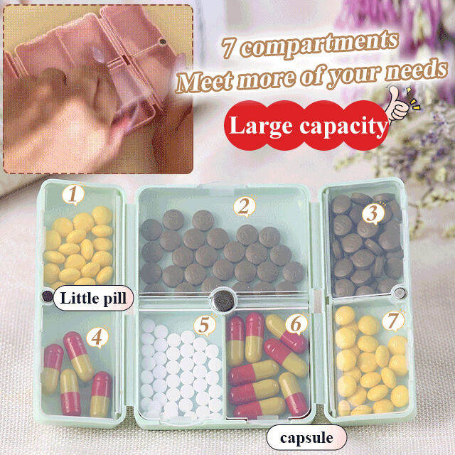 jjmakro Foldable small pill box with compartments, multicolor