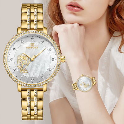 NAVIFORCE Women Watch Top nd Luxury Simple Gold Ladies Watches Fashion Stainless Steel Waterproof Wristwatch Relogio Feminino