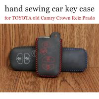 ☃☊ Only Red car styling Sewing Leather Car Key Case Hand Sewing Key Case fit for TOYOTA old Camry Crown Reiz Prado