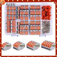 BUSH 115Pcs 2 3 4 5พอร์ต รวมขั้วต่อไฟฟ้า สารหน่วงไฟ สีส้มสีส้ม ชุดรวม ตัดการเชื่อมต่ออย่างรวดเร็ว ก้าน-น๊อต สายไฟแข็งและควั่น