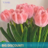 ?【Lowest price】TANG โคมไฟดอกทิวลิปจำลองโคมไฟข้างเตียงคืนบรรยากาศดอกไม้จำลองการตกแต่งภายในช่อดอกไม้