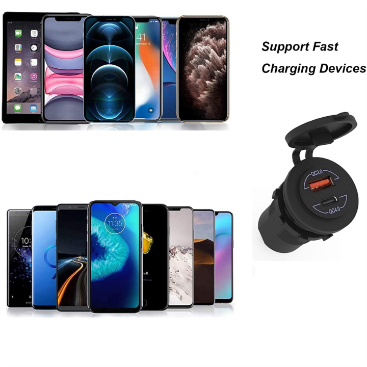 quick-charge-4-0-pd-qc-3-0-usb-car-charger-socket-12v-60w-usb-outlet-fast-charger-for-car-boat-truck-motorcycle-4-set