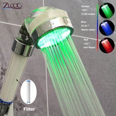 High Pressure Shower Head LED Colorful Lights Bathroom Handheld Shower Anion Filter Water Mineral Balls Showerhead  by Hs2023