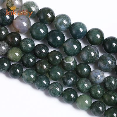 Natural Green Moss Agates Beads Water Grass Agates Stone Round Beads For Jewelry Making Diy Bracelet 15 quot; 4 6 8 10 12mm