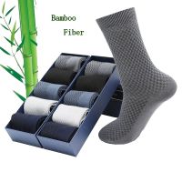 Men 39;s Bamboo Fiber Business Socks High Quality Breathable Fashion Long Black Harajuku Retro Socks 5 Pair SIZE 40 46