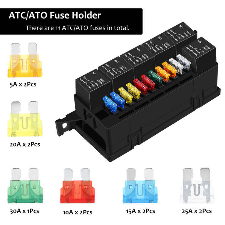 ชุดกล่องรีเลย์ฟิวส์รีเลย์ฟิวส์12v-บล็อกกล่องรีเลย์ฟิวส์กันน้ำอัตโนมัติพร้อมขั้วย้ำ52จุด11-atc-ฟิวส์-ato-และ6ชุดกล่องรีเลย์ฟิวส์รีเลย์