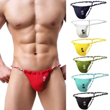 Mens Sissy Underwear Lace Thong Enhance Pouch Bikini Hollow Out