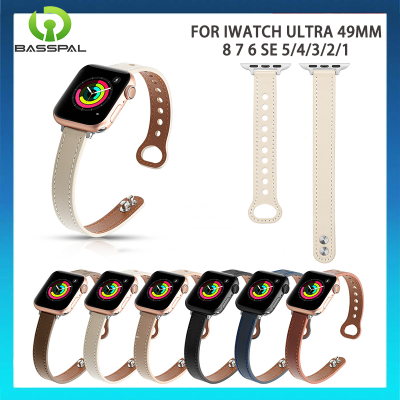 สายรัดหนังบางฐานสำหรับสายคาด Apple Watch กำไลข้อมือสองด้าน49มม. 44มม. 45มม. 40มม. 41มม. 42มม. 38มม. สำหรับ I Watch Series Ultra 8 7 6 SE 5 4 3 2