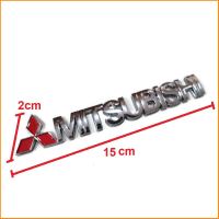 ป้ายโลโก้ MITSUBISHI พร้อมโลโก้ พลาสติกสีโครเมี่ยม โลโก้สีแดง ติดท้าย Lancer ขนาด 15 X 2.0 cm**ร้านค้าแนะนำให้บริการ** สิ้นค้าดี**