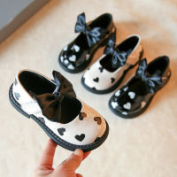 Girls Big Children Bright Leather Shoes Mary Jane Fashion Bow Lovely Heart Soft bottom princess shoes Baby shoes