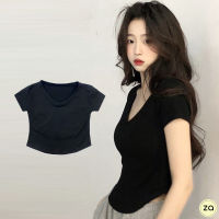 ?HOT SALE?เสื้อยืดแขนสั้น คอวีรุ่นชายโค้งมน 2 สี