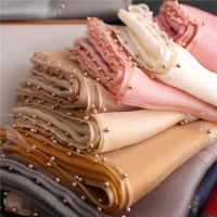 Designer ยี่ห้อผู้หญิงผ้าพันคอฤดูร้อนผ้าพันคอผ้าไหม Lady Shawl Wrap Hijab Foulard หญิงผ้าพันคอ Pashmina Pearl Jewel Headband