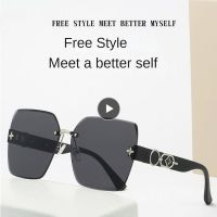 【CC】 Shades Polarized Personality Glasses Borderless Oversize Gradient Sunglasses Men Eyewear