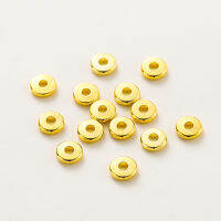 St. Kunkka30pcs 3-6mm18K สี-รักษาลูกปัดจริงดิสก์แผ่นทองไม่ซีดทำจากทองแดงแบนสำหรับสร้อยคอ DIY สร้อยข้อมือ