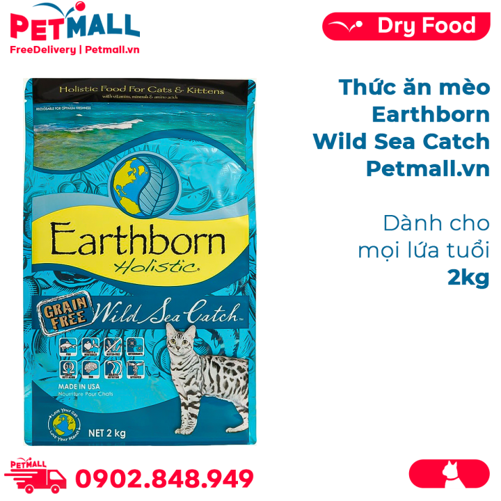 Thức ăn mèo Earthborn Wild Sea Catch 2kg Dành cho mèo mọi lứa tuổi