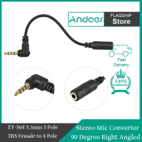 Andoer EY-S04 3.5 มิลลิเมตร 3 ขั้วโลก TRS หญิง 4 ขั้วโลก TRRS ชาย 90 องศามุมขวาไมโครโฟนอะแดปเตอร์เคเบิ้ลเสียงสเตอริโอไมค์แปลงสำหรับ iPad iPhone ซัมซุงหัวเว่ยมาร์ทโฟน