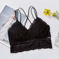 SHEDE ชุดชั้นในไร้รอยต่อบางดันคอวียกทรงลูกไม้ Bralette รัดตัวเสื้อชั้นในสตรี Camisoles