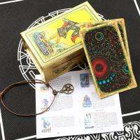 New23 Card Game Gold Foil Tarot Card Bronzing PVC Waterproof Board Game Poker Divination Gift Box Set Luxury Cosmic Gold Color Manual