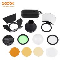 Godox AK-R1+S-R1 Barn Door, Snoot, Color Filter, Reflector, Honeycomb, Diffuser Ball Kit for Godox AD200 h200r V1 Flash Head