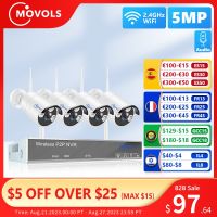 MOVOLS 5MP 8CH ระบบ CCTV แบบไร้สาย1920P ชุดเฝ้าระวังวิดีโอ P2P บันทึกเสียงกล้องวงจรปิด IP Wi-Fi กลางแจ้ง