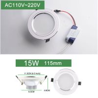 【☊HOT☊】 zao063669 Kaguyahime 4Pcs Ultra Thin ไฟดาวน์ไลท์ Led 110V 220V Led กลมเพดานไฟสปอร์ตไลท์ลง Light 3W-18W 7W 9W 10W 12W 15W (สีขาว)