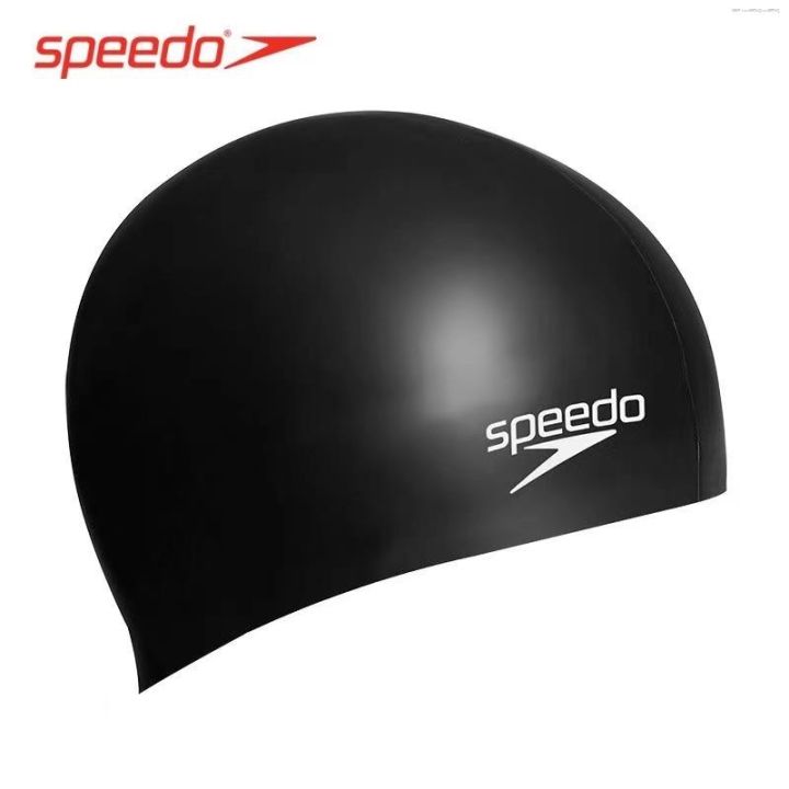 speedo-หมวกว่ายน้ำซิลิโคนแฟชั่นของผู้ชายกันน้ำได้-ไร้ที่ศีรษะสำหรับผู้หญิงหมวกว่ายน้ำสำหรับผู้ใหญ่
