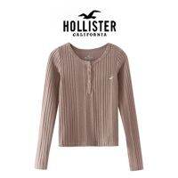 Hollister เสื้อยืดผู้หญิงแขนยาวสไตล์เฮนรี่,เสื้อยาวปิดถึงก้นใส่สบายอเนกประสงค์