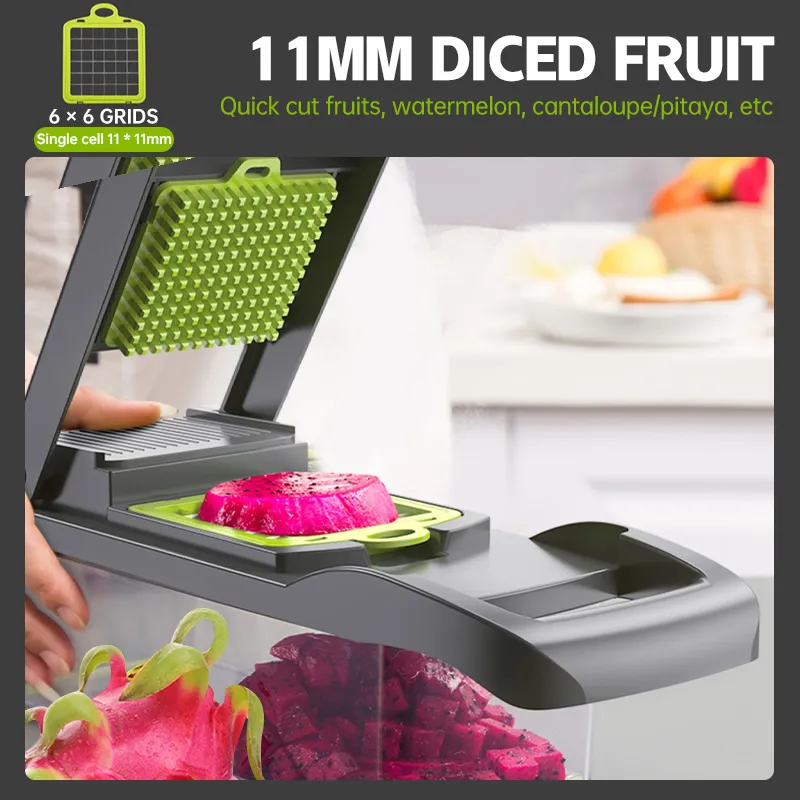 Vegetable Chopper Mandoline Slicer, 11 in 1 Multi-Function Vegetable and  Fruit Chopper, Kitchen Multi-Function Diced Vegetable Artifact Potato