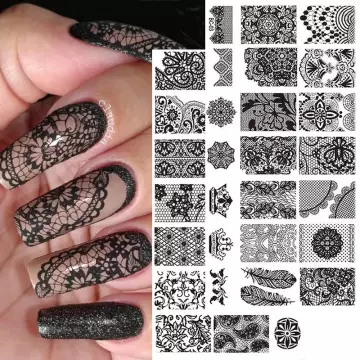 1Sheet Nail Art Airbrush Stencils Nail Decals Waterslide Wrap For