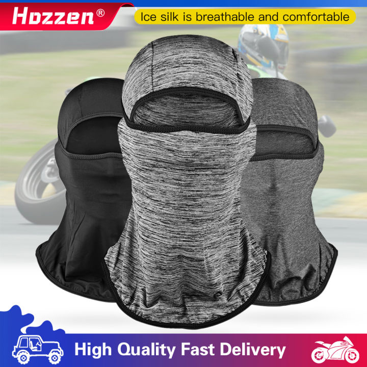 hozzen-หน้ากากไหมน้ำแข็งกันลม-หน้ากากขี่มอเตอร์ไซค์หมวกขี่รถจักรยานยนต์ระบายอากาศหน้ากากเต็มรูปแบบผ้าคลุมหน้าสำหรับฤดูร้อน