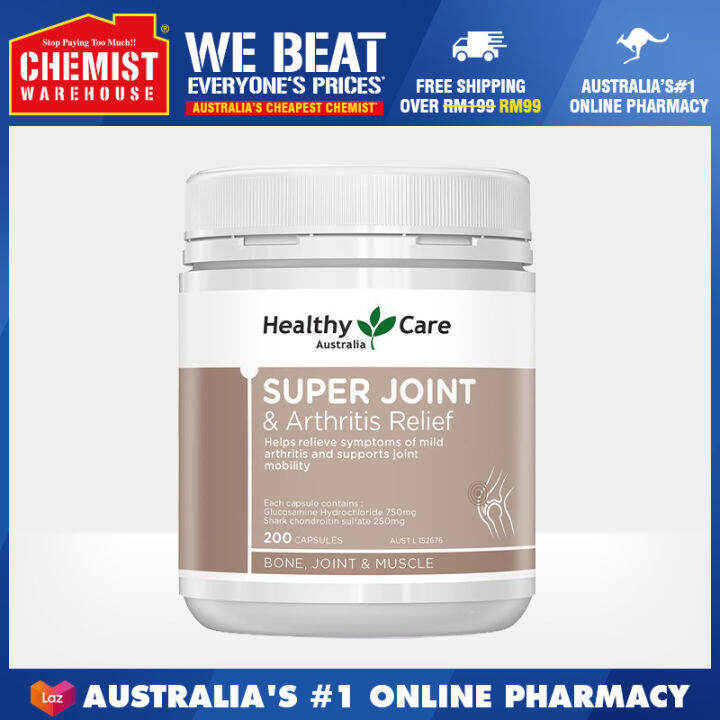 Healthy Care Super Joint & Arthritis Relief 200 Capsules Maintains Joint Mobility & Flexibility