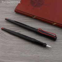 ▩ 2022 NEW Fashion Black Fountain Pen Red Big Clip Plastic Long Body 0.38mm 0.5mm bent nib Ink Pens Office Supplies Stationery