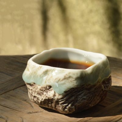 【High-end cups】 สไตล์ญี่ปุ่นศิลาดลเลียนแบบหินถ้วยน้ำชาเซรามิกกังฟูชามชาขนาดเล็กสร้างสรรค์แฮนด์เมดโทถ้วยโฮมออฟฟิศ Drinkware