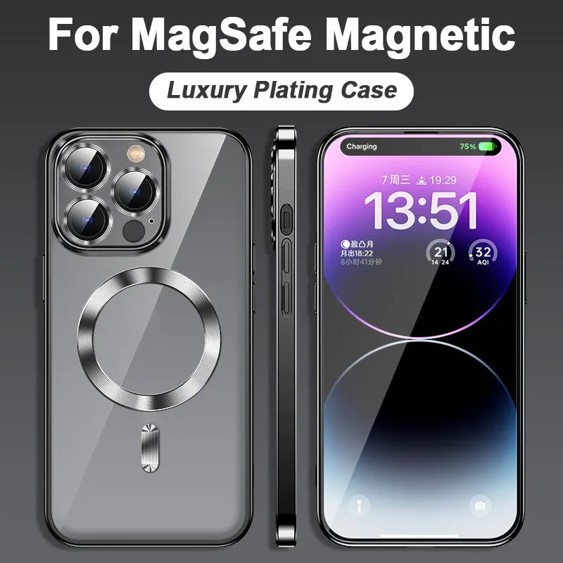 Case For For iPhone 14 Pro Max 13 12 Camera Lens Cover Luxury Silicone  Magnetic