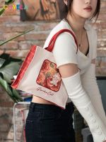 Original illustrator cat printing small bread hand-held tote bags AM31 one shoulder bag carrying female canvas bag 【BYUE】