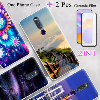 แบบ2 IN 1สำหรับ OPPO F11 Pro เคสนิ่ม TPU เคสโทรศัพท์ทาสีด้วยซิลิโคนที่มีฟิล์มกันรอยกันกระแทกโค้ง