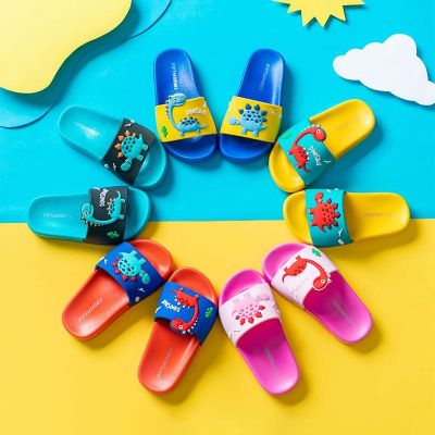 2020 New Cute Kids Slippers Dinosaur Children Baby Home Slippers Waterproof Breathable Non-slip Boys Girls Home Duck Shoes Cute