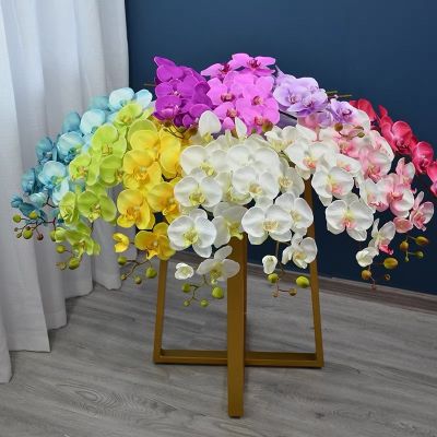 [AYIQ Flower Shop] 105cm9หัวจำลองดอกไม้ P Halaenopsis ผ้าไหม P Halaenopsis แต่งงานคริสต์มาสตกแต่งบ้านสวนกระถางพืชปลอม