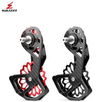 Road Bike Carbon Fiber Ceramic Bearing Rear Derailleur Guide Wheel for Shimano R5800 R6800 R7000 R8000 R9000 17T Bicycle Parts