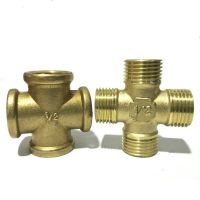 1/2 3/4 1 BSP Female Male Thread Cross 4 Way Brass Pipe Fitting Coupling Connector Adapter