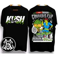 KUSH ออกแบบใหม่ Unisex เสื้อยืดที่มีสีสันผ้าฝ้าย 100% เสื้อยืดลายวินเทจ แขนสั้นลำลองผู้ชาย