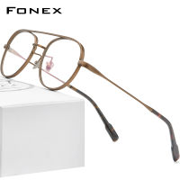 FONEX Pure Titanium Glasses Frame Men Retro Round Myopia Optical Prescription Eyeglass Frames  Women Vintage Eyewear F85654