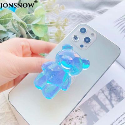 Universal Phone Bracket Bear Crystal Quicksand Expand Grip Finger Ring Holder for iPhone Samsung Huawei Phone Holder Stand Ring Grip