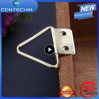 1 8PCS Golden Triangle Double Hole Hanging Picture Frame Hardware Hook Home Decor Wall Mount Hanger Hook Ring Iron 3.2 X 2.85cm