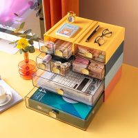 Clear Plastic Storage Box Stackable Desktop Organizer Stationery Organizer Cosmetics Storage Rack Office Organizing Drawer