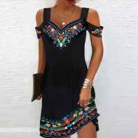 Vintage Dresses For Women 2023 Summer Casual Sexy Sleeveless Loose Floral Print Dress Women Beach Mini Sundress Robe Femme